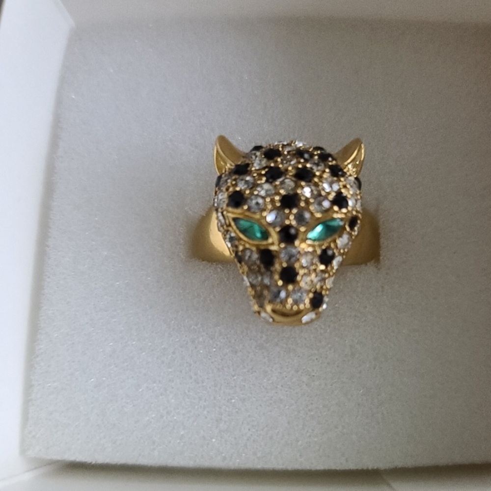 Stella & Dot | Pavé + Gold🐯Roar Cheetah Panther Cocktail Ring Retired - Picture 12 of 16